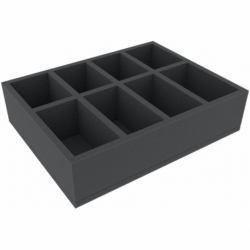 GYMFET075BO Bandeja de espuma de 310 mm x 240 mm x 75 mm para juegos de mesa con 8 compartimentos
