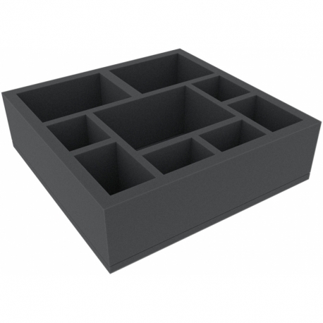 AGMFEZ085BO Bandeja de espuma de 295 mm x 295 mm x 85 mm para juegos de mesa con 9 compartimentos