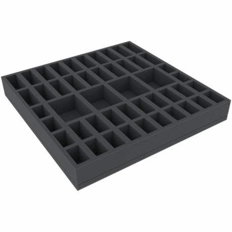 AGMFFC040BO 295 mm x 295 mm x 40 mm foam tray for board games with 48 compartments