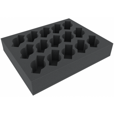 Bandeja de espuma FSFR060BO de 60 mm con 15 ranuras para equipos de caballería o de armamento - tamaño completo