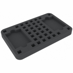 HS025DM02 Bandeja de espuma de medio tamaño de 25 mm 36 compartimentos más 2 ranuras para tarjetas para los maestros de dados