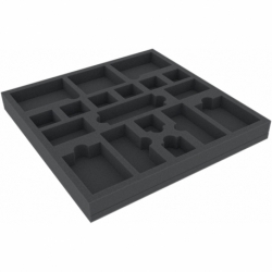 AFMEKS030BO Bandeja de espuma de 285 mm x 285 mm x 30 mm para accesorios de juegos de mesa - 18 compartimentos