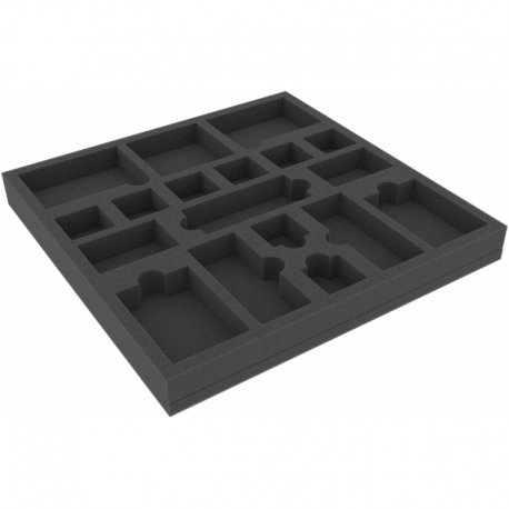 AFMEKS030BO Bandeja de espuma de 285 mm x 285 mm x 30 mm para accesorios de juegos de mesa - 18 compartimentos