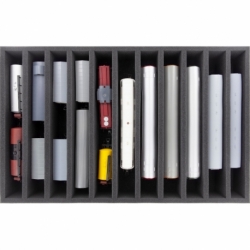 Euro Box / Container Case para locomotoras, vagones y vehículos de aeromodelismo - 11 ranuras para H0 Gauge - vertical