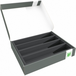 Feldherr Storage Box FSLB055 para modelos de locomotoras, vagones y vehículos - 4 ranuras para ancho H0 - horizontal