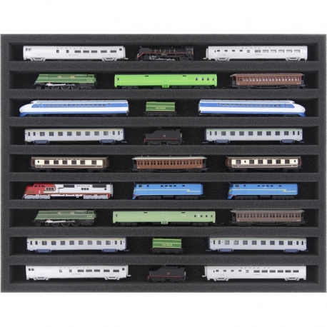 Euro Box / Container Case para locomotoras, vagones y vehículos de aeromodelismo - 18 ranuras para el indicador Z - horizontal
