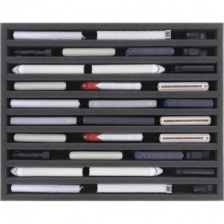 Euro Box / Container Case for model railway locomotives, wagons and vehicles - 20 slots for Z Gauge - vertical
