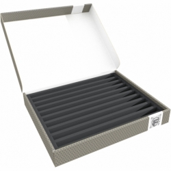 Feldherr Storage Box FSLB040 para modelos de locomotoras, vagones y vehículos - 10 ranuras para ancho Z - vertical