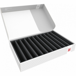 Feldherr Storage Box DSLB075 para maquetas de locomotoras, vagones y vehículos - 11 ranuras para ancho de vía 00 - vertical