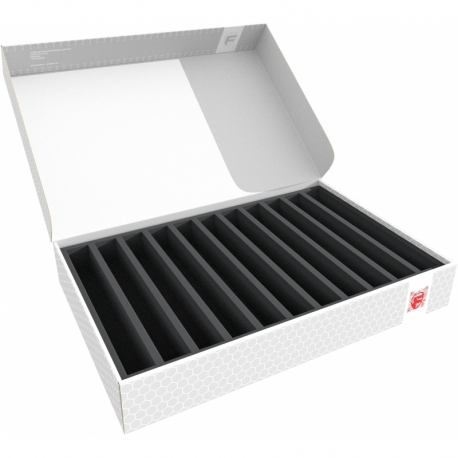 Feldherr Storage Box DSLB075 para maquetas de locomotoras, vagones y vehículos - 11 ranuras para ancho de vía 00 - vertical