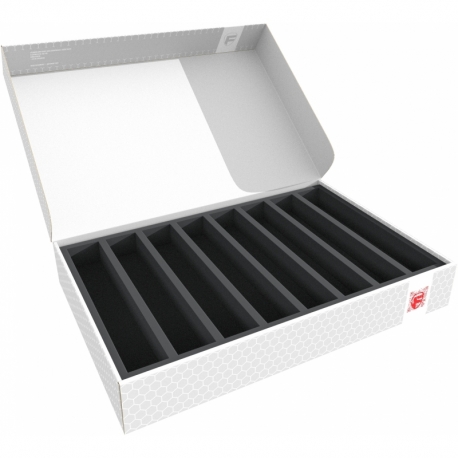 Feldherr Storage Box DSLB075 para maquetas de locomotoras, vagones y vehículos - 8 ranuras para ancho de vía 00 - horizontal