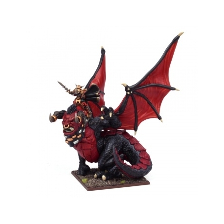 Kings of War: Abyssal Dwarf Iron-caster on Great Winged Halfbreed (Inglés)