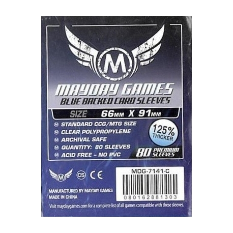 [7141C] Card Game Sleeves (Pack Of 80) 66 X 91 Mm (Blue Backed)