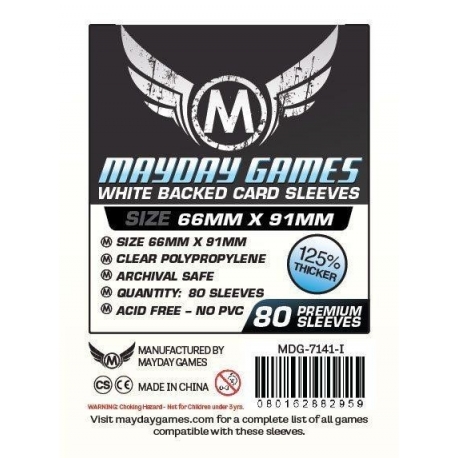 [7141I] Card Game Sleeves (Pack Of 80) 66 X 91 Mm (White Backed)