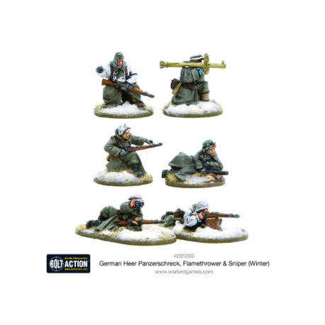 Bolt Action - German Heer Panzerschreck, Flamethrower - Sniper teams (Winter) (Inglés)