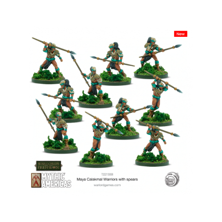 Mythic Americas: Maya Calakmal Warriors with spears (English)