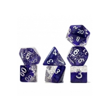 Halfsies Dice - Glitter Edition - Purple (7 Dice Set)