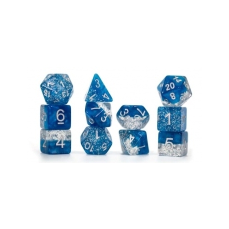 Halfsies Dice - Glitter Edition - Blue (7 Dice Set)
