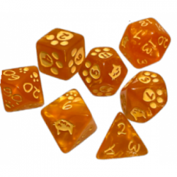 Kitten Polyhedral Dice (7) Orange