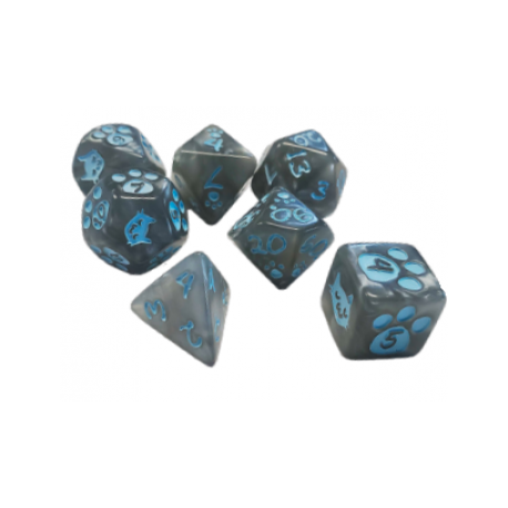 Kitten Polyhedral Dice (7) Gray