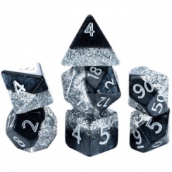Halfsies Dice - Glitter Edition - Black (7 Dice Set)