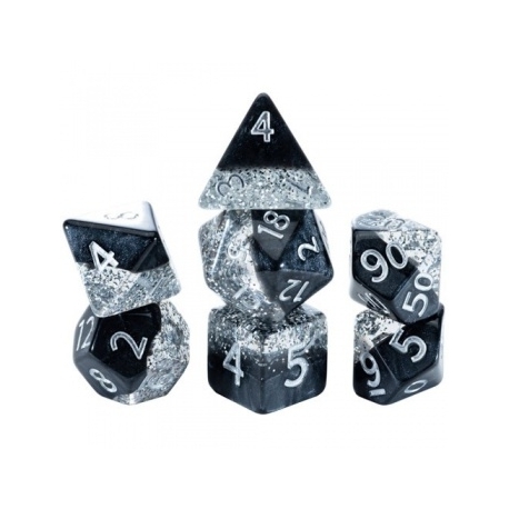 Halfsies Dice - Glitter Edition - Black (7 Dice Set)