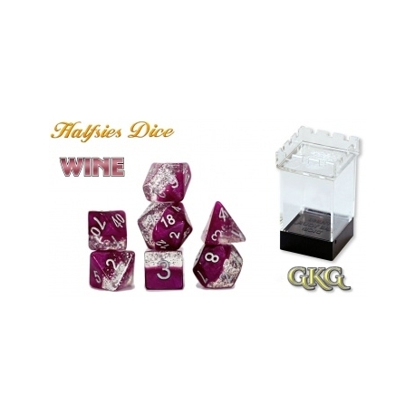 Halfsies Dice - Glitter Edition - Wine (7 Dice Set)
