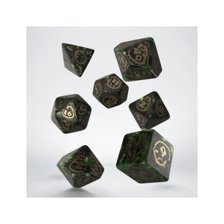 Dragons Bottle green & gold Dice Set (7)