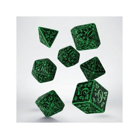 Forest 3D Green & black Dice Set (7)