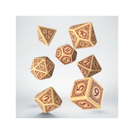 Viking Beige & burgundy Dice Set (7)