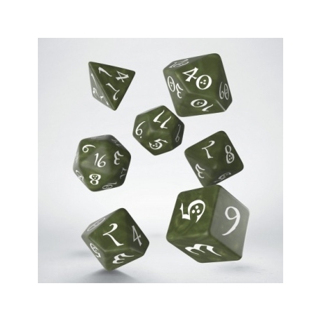 Classic RPG Olive & white Dice Set (7)