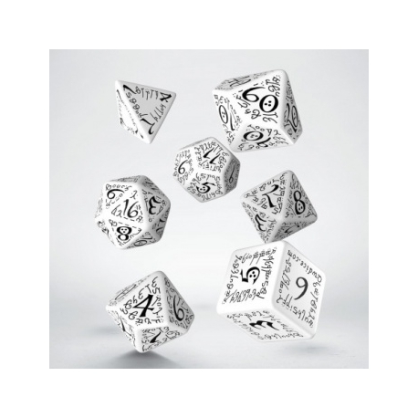Elvish White & black Dice Set (7)