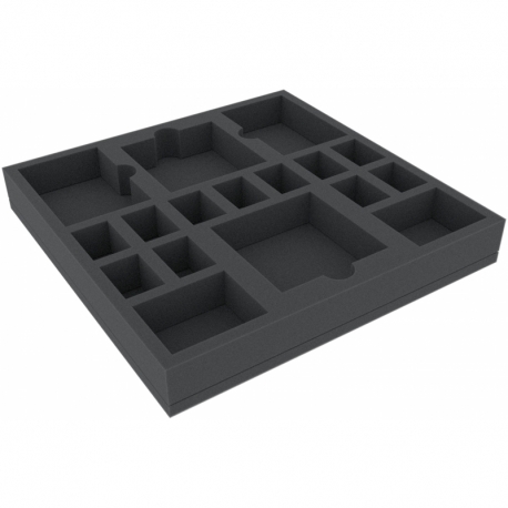 AGMFIC040BO 295 mm x 295 mm x 40 mm foam tray for board games with 21 compartments