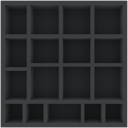 ABMFHR055BO 300 mm x 300 mm x 55 mm foam tray for board games with 17 compartments