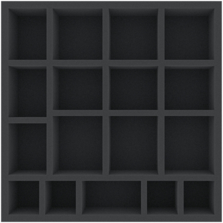 ABMFHR055BO 300 mm x 300 mm x 55 mm foam tray for board games with 17 compartments
