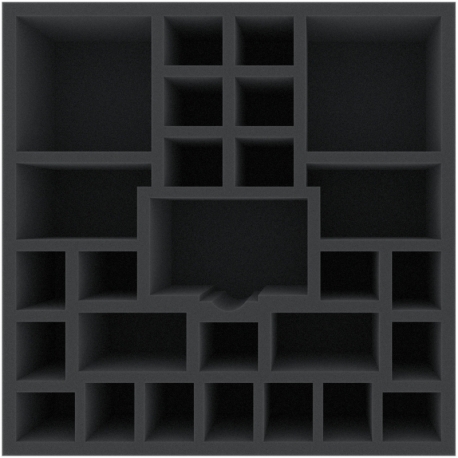 AFMFGB085BO 285 mm x 285 mm x 85 mm foam tray for board games with 27 compartments