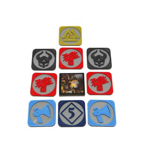 Multicolor Loot Tokens for Blood Rage - 9 pieces