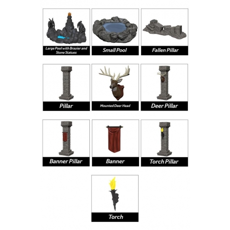 WizKids Miniatures: Fantasy Terrain: Painted Pools & Pillars (Set 1)