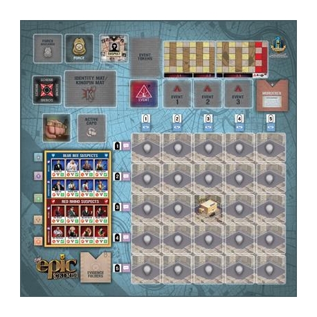 Tapete de alta calidad para el juego de mesa Tiny Epic Crimes de Gamelyn Games