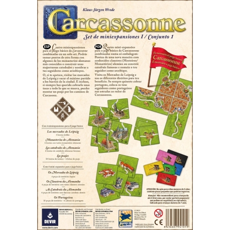 Mini Expansions Set 1 of the Carcassonne board game from Devir