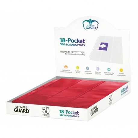 Ultimate Guard 18-Pocket Pages Side-Loading Rojo (50)