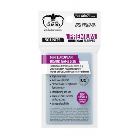 Ultimate Guard Premium Soft Sleeves Fundas de Cartas del Juego de Mesa Mini European (50)
