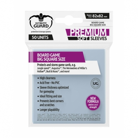 Ultimate Guard Premium Soft Sleeves Fundas de Cartas del Juego de Mesa Cuadrado Grande (50)