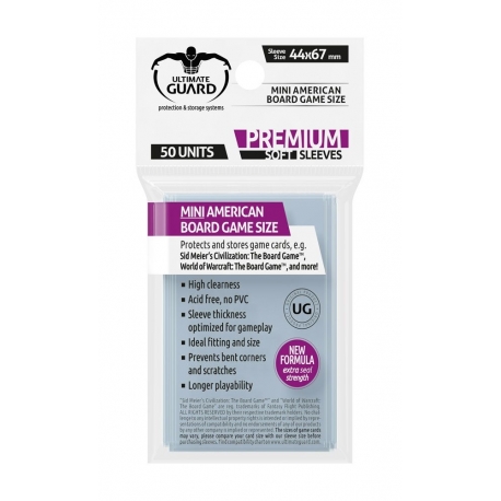 Ultimate Guard Premium Soft Sleeves Fundas de Cartas del Juego de Mesa Mini American (50)