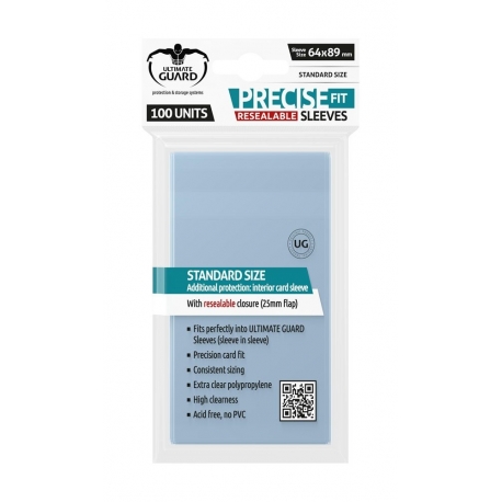 Ultimate Guard Precise-Fit Sleeves Fundas con cierre reutilizable Tamaño Estándar Transparente (100)