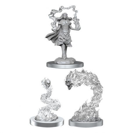 D&D Nolzur's Marvelous Miniatures Pack de 3 Miniaturas sin pintar Dark Spellcaster & Flameskulls