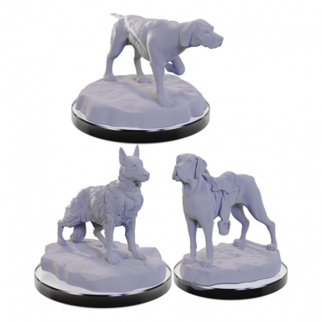 WizKids Deep Cuts Miniatures Pack de 3 Miniaturas sin pintar Dog Companions