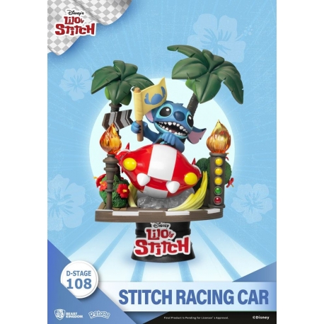 Lilo & Stitch Diorama PVC D-Stage Stitch Racing Car Closed Box Version 15 cm