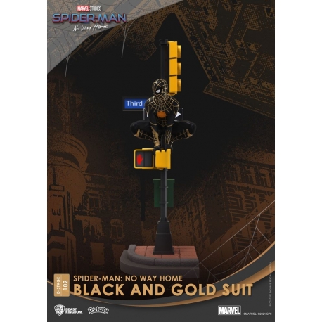 Spider-Man: No Way Home Diorama PVC D-Stage Spider-Man Black and Gold Suit 25 cm