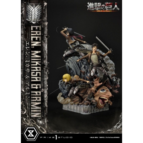 Attack on Titan Ultimate Premium Masterline Estatua Eren, Mikasa, & Armin 72 cm
